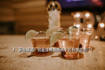 4、茅臺鎮(zhèn)酒廠銷量或者規(guī)模前十名有哪些酒廠？