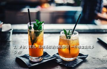 2、茅臺，洋河，五糧液都是純糧酒嗎？一斤糧食能出多少酒？