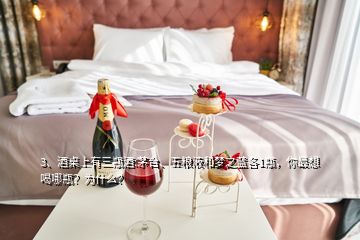 3、酒桌上有三瓶酒:茅臺(tái)、五糧液和夢之藍(lán)各1瓶，你最想喝哪瓶？為什么？