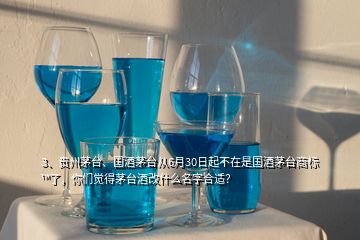 3、貴州茅臺、國酒茅臺從6月30日起不在是國酒茅臺商標?了，你們覺得茅臺酒改什么名字合適？