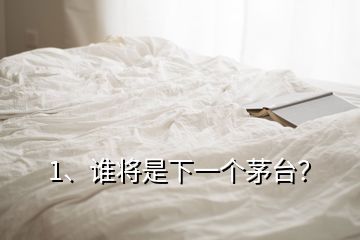 1、誰將是下一個茅臺？