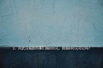 3、向武漢捐款同事們捐800元，我捐880元可以嗎？