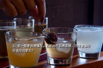 3、買一瓶茅臺酒儲存，若是20年后再賣掉，怎樣使儲存升值空間更大？