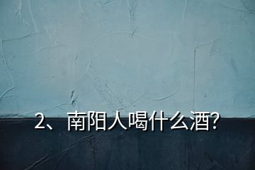 2、南陽人喝什么酒？