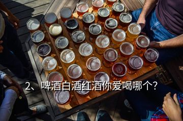 2、啤酒白酒紅酒你愛喝哪個？