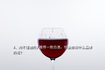 4、向不懂酒的人推薦一款白酒，你會推薦什么品牌的呢？