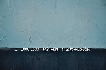 1、1000-1500一瓶的白酒，什么牌子比較好？