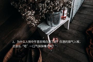 2、為什么人到中年喜歡喝白酒了呢？白酒的辣氣入喉，總會(huì)長(zhǎng)“哈”一口氣抹抹嘴才爽？