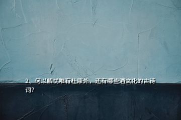 2、何以解憂唯有杜康外，還有哪些酒文化的古詩(shī)詞？