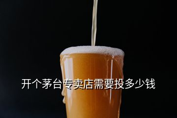 開個(gè)茅臺(tái)專賣店需要投多少錢