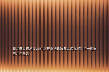 湖北白云邊酒業(yè)公司 怎樣識別真假白云邊我買到了一箱假的九年白云