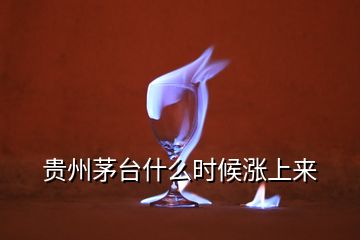 貴州茅臺(tái)什么時(shí)候漲上來(lái)