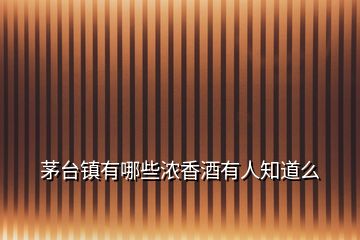 茅臺(tái)鎮(zhèn)有哪些濃香酒有人知道么