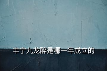 豐寧九龍醉是哪一年成立的