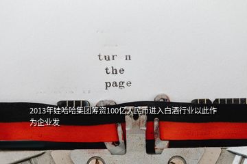 2013年娃哈哈集團籌資100億人民幣進入白酒行業(yè)以此作為企業(yè)發(fā)