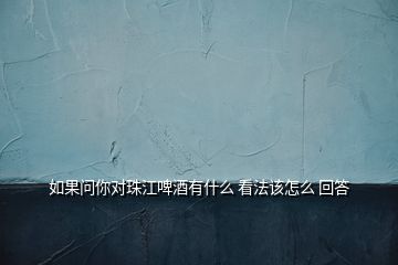 如果問你對珠江啤酒有什么 看法該怎么 回答