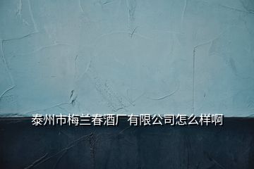 泰州市梅蘭春酒廠有限公司怎么樣啊