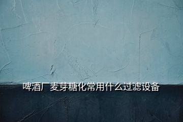 啤酒廠麥芽糖化常用什么過(guò)濾設(shè)備