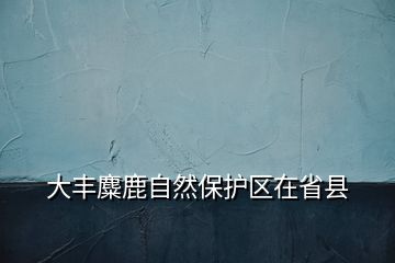 大豐麋鹿自然保護區(qū)在省縣