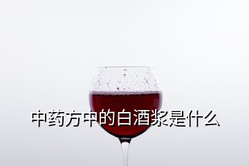 中藥方中的白酒漿是什么