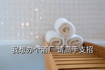 我想辦個(gè)酒廠 請(qǐng)高手支招