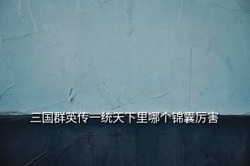 三國(guó)群英傳一統(tǒng)天下里哪個(gè)錦囊厲害