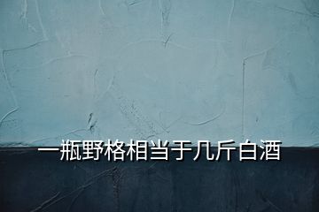 一瓶野格相當于幾斤白酒