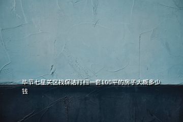 畢節(jié)七星關(guān)區(qū)找保潔打掃一套100平的房子大概多少錢