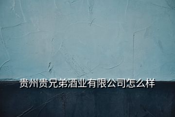 貴州貴兄弟酒業(yè)有限公司怎么樣