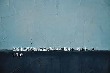 爸爸姓王媽媽姓支寶寶男孩2012年臘月十一晚上十一點(diǎn)二十生的