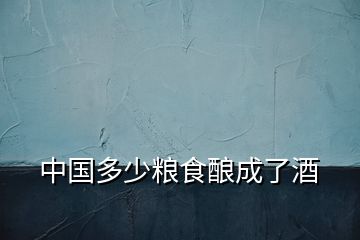 中國(guó)多少糧食釀成了酒