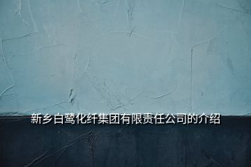 新鄉(xiāng)白鷺化纖集團有限責任公司的介紹