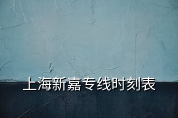 上海新嘉專線時刻表