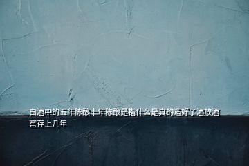 白酒中的五年陳釀十年陳釀是指什么是真的造好了酒放酒窖存上幾年