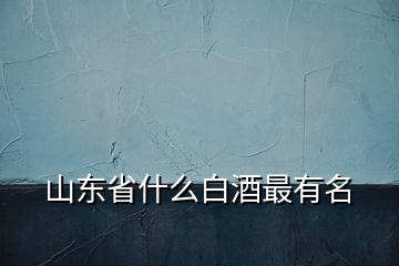 山東省什么白酒最有名