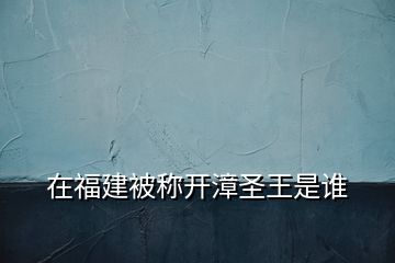 在福建被稱開漳圣王是誰