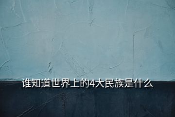 誰(shuí)知道世界上的4大民族是什么