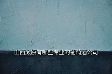 山西太原有哪些專業(yè)的葡萄酒公司