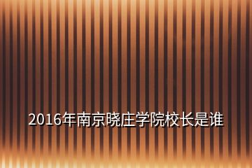 2016年南京曉莊學(xué)院校長是誰