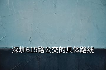 深圳615路公交的具體路線