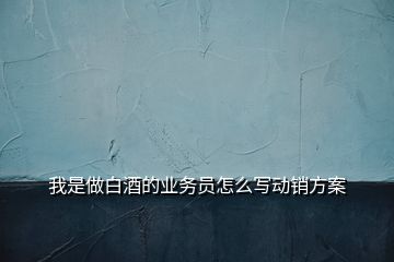 我是做白酒的業(yè)務(wù)員怎么寫動銷方案