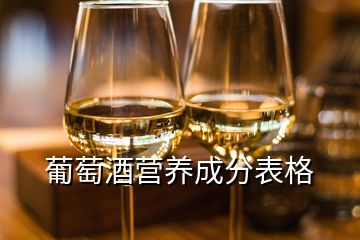 葡萄酒營養(yǎng)成分表格