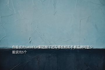 你能說出SWATCH集團旗下還有哪些知名手表品牌嗎至少能說出5個