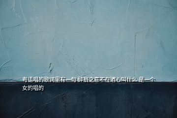 粵語唱的歌詞里有一句 醉翁之意不在酒心叫什么 是一個(gè)女的唱的