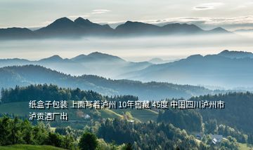 紙盒子包裝 上面寫著瀘州 10年窖藏 45度 中國(guó)四川瀘州市瀘貢酒廠出