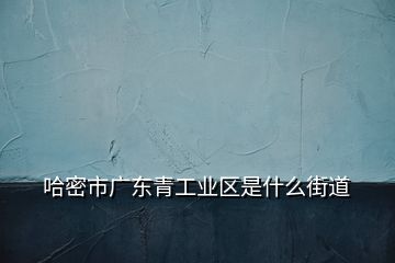 哈密市廣東青工業(yè)區(qū)是什么街道