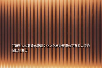 我聽別人說敦煌市漠葛文化文化旅游有限公司有五大特色團隊這五大