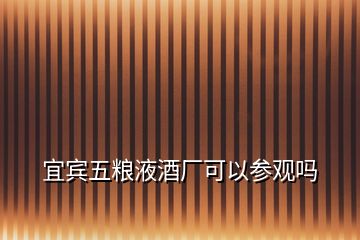 宜賓五糧液酒廠可以參觀嗎