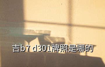 吉b7 d301牌照是哪的