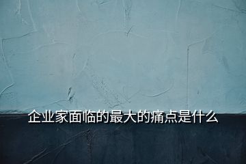 企業(yè)家面臨的最大的痛點(diǎn)是什么